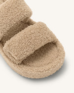 Lexi Faux Fur Platform Sandal - Beige