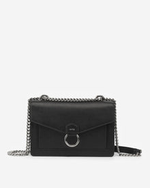 The Envelope Silver Chain Crossbody Bag - Black
