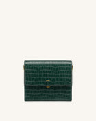 Mini Flap Crossbody - Dark Green Croc