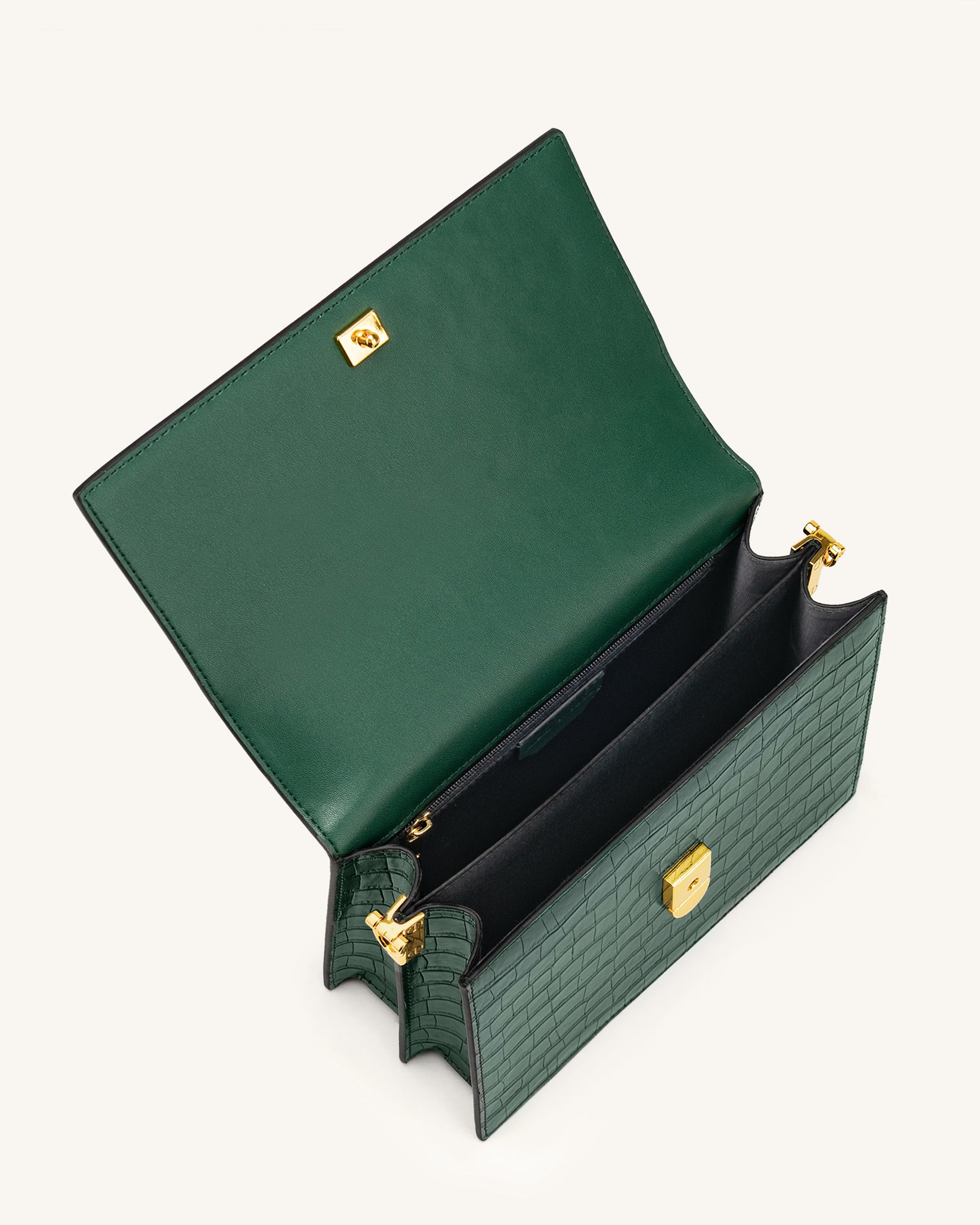 Fashion Mini Flap Bag Purses Dark Green Croc Embossed JW PEI