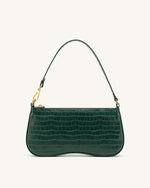 Eva Shoulder Handbag - Dark Green Croc