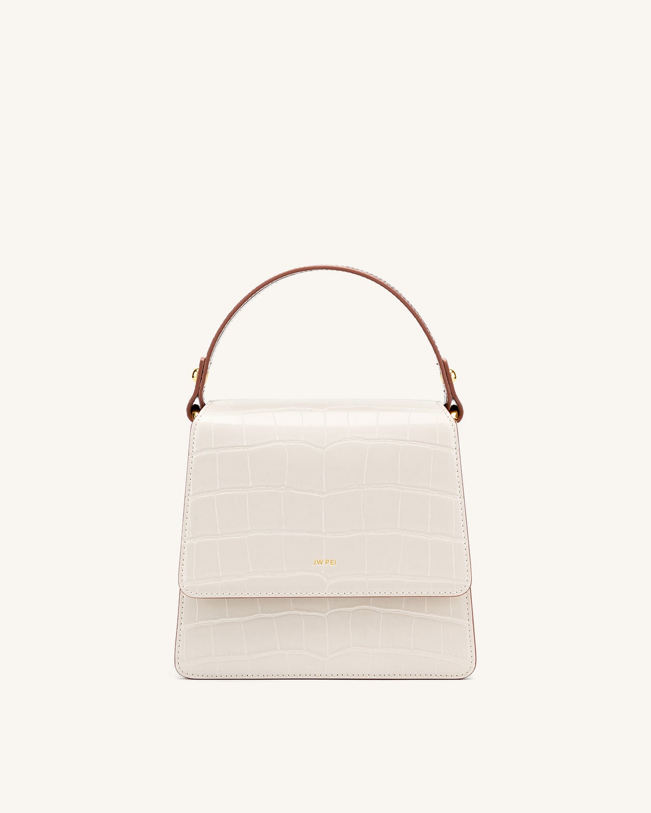 FAE Top Handle Crossbody - Beige & Brown Croc
