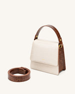 FAE Top Handle Crossbody - Beige & Brown Croc