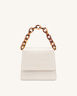 FAE Top Handle Crossbody - Beige & Brown Croc