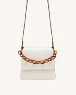 FAE Top Handle Crossbody - Beige & Brown Croc
