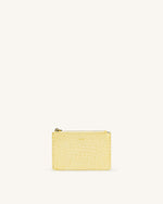 Quinn Zipped Card Holder - Light Yellow Croc