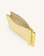 Quinn Zipped Card Holder - Light Yellow Croc