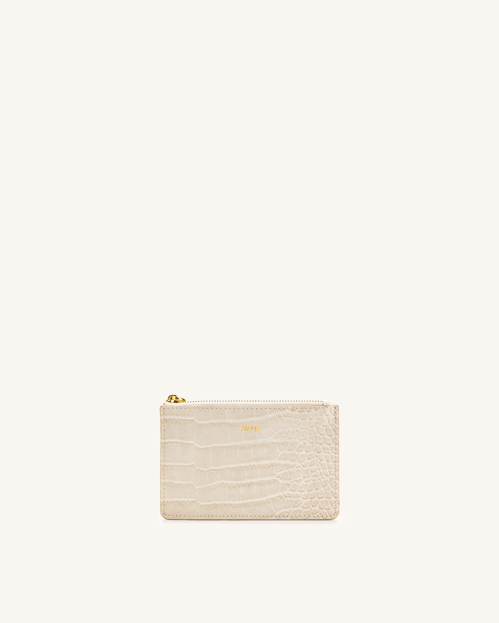 Quinn Zipped Card Holder - Ivory Croc | JW PEI