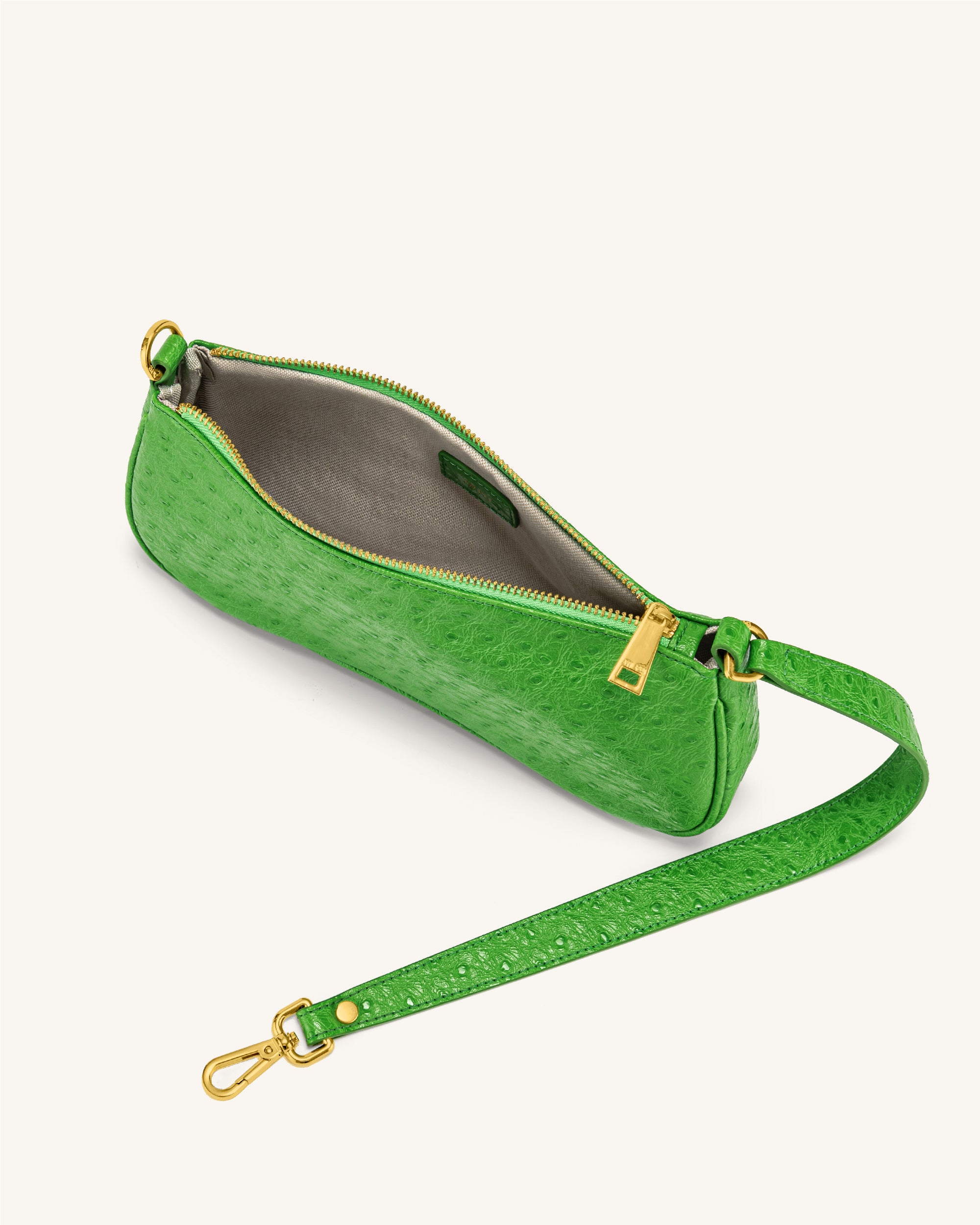 Eva Shoulder Handbag - Grass Green Ostrich - JW PEI