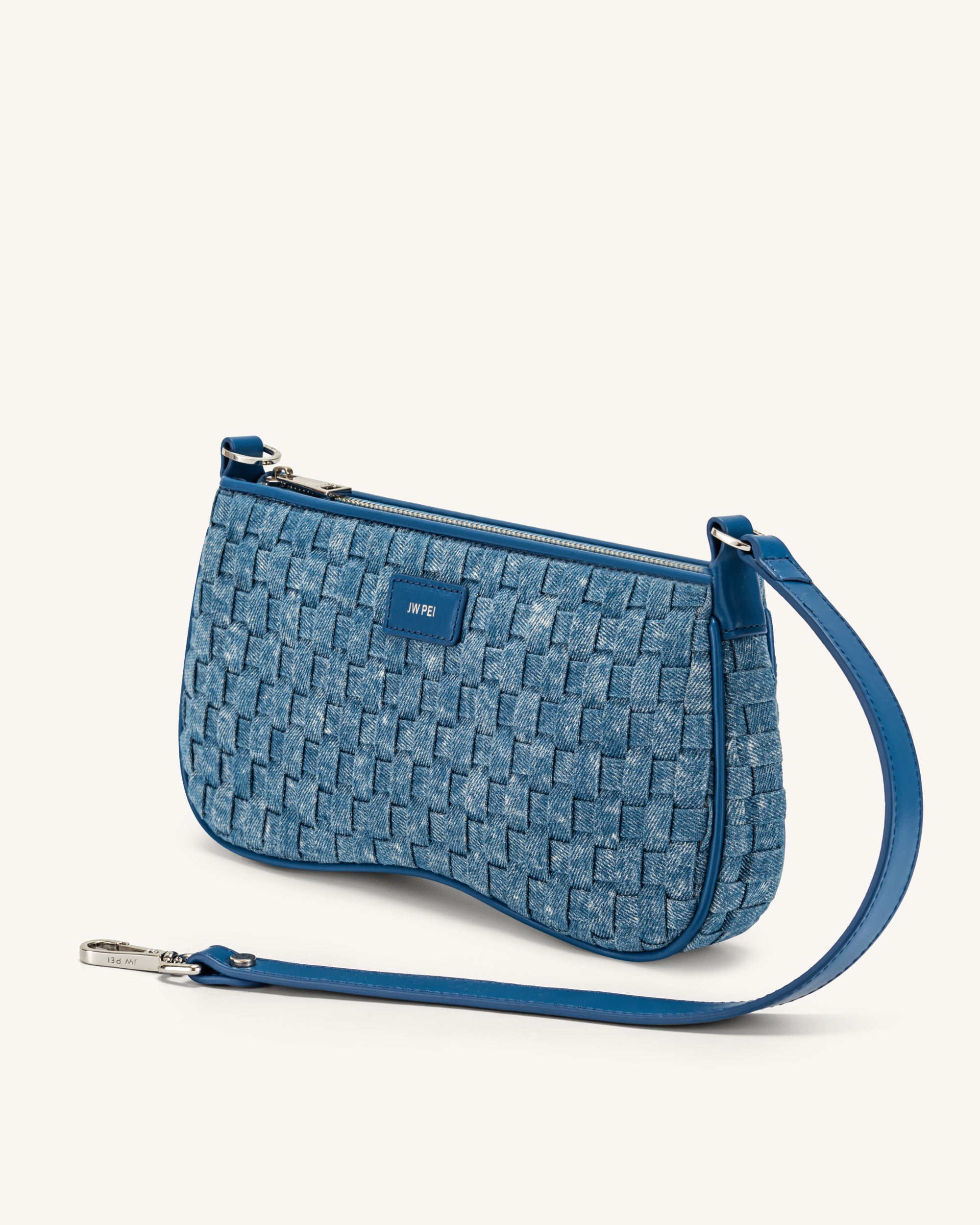 Eva Shoulder Handbag - Blue Denim Weave - JW PEI