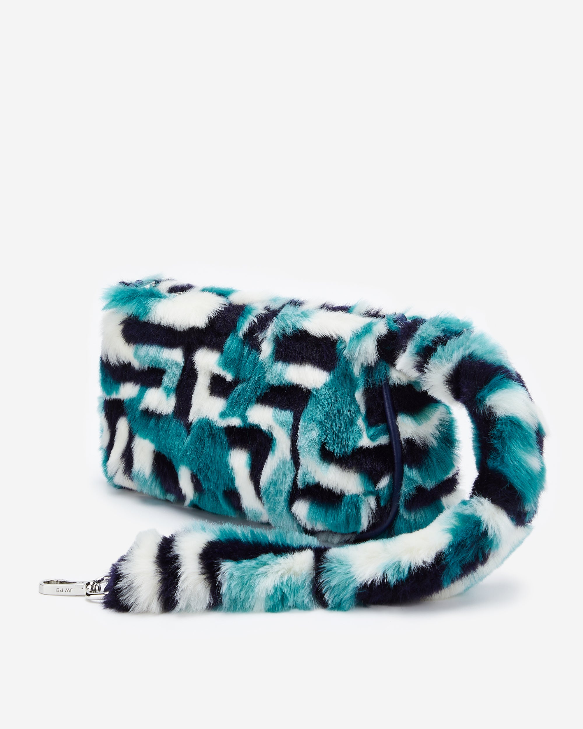 Eva Faux Fur Fabric Shoulder Bag - Peacock Blue