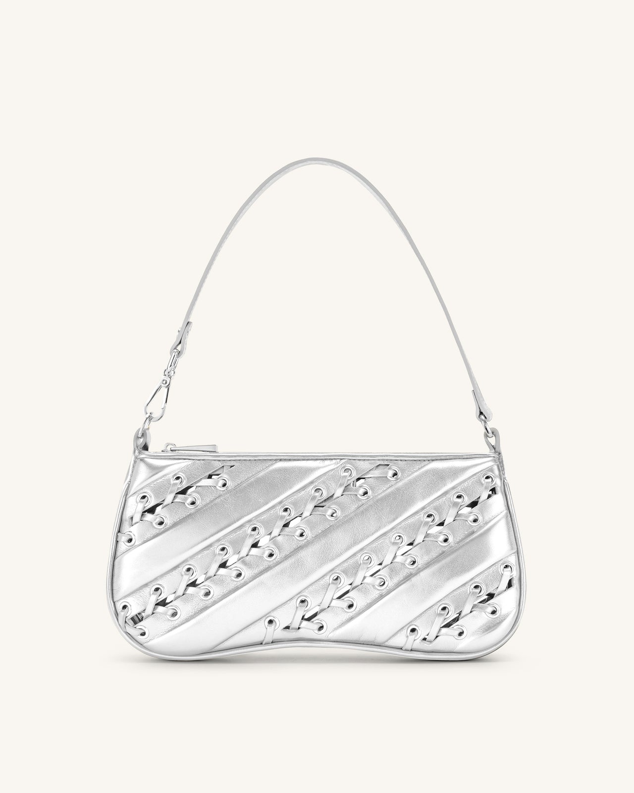 Eva Metallic Straps Shoulder Bag - Silver