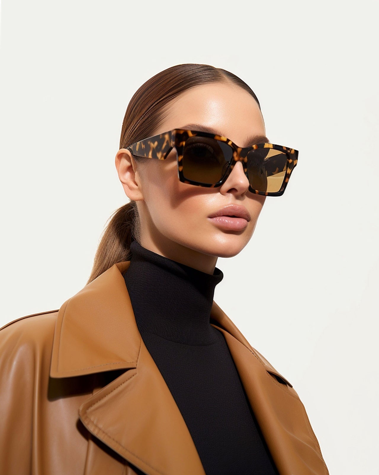 Oversized Square Frame Sunglasses - Brown