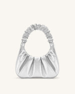Gabbi Metallic Ruched Hobo Handbag - Silver