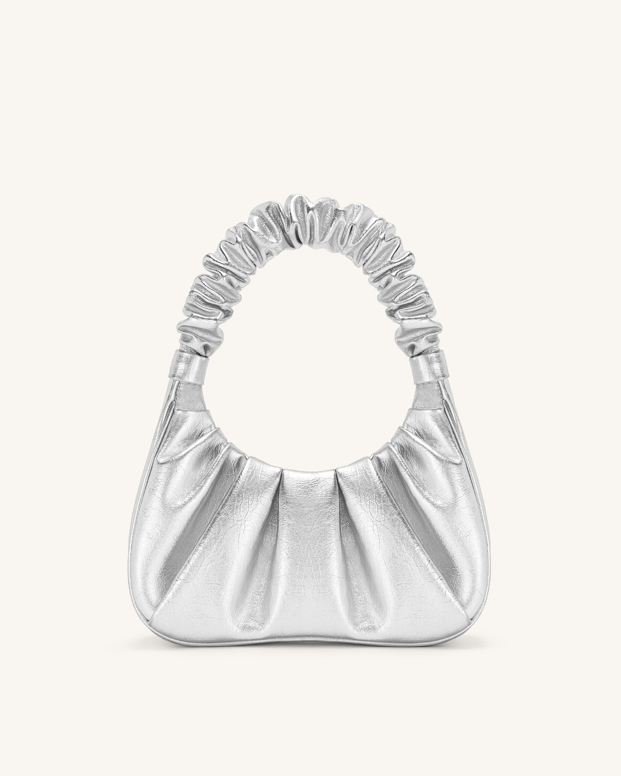 Gabbi Metallic Ruched Hobo Handbag - Silver Online Shopping - JW Pei