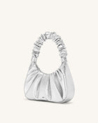 Gabbi Metallic Ruched Hobo Handbag - Silver