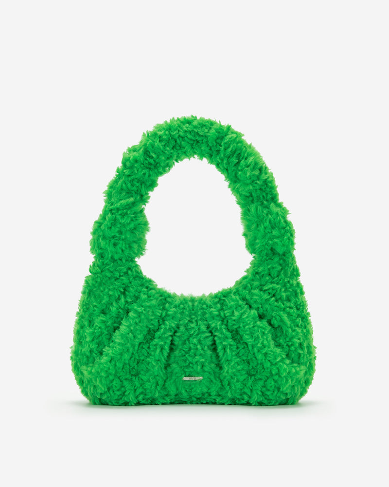Gabbi Faux Fur Hobo Handbag - Grass Green