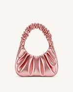 Gabbi Metallic Ruched Hobo Handbag - Pink