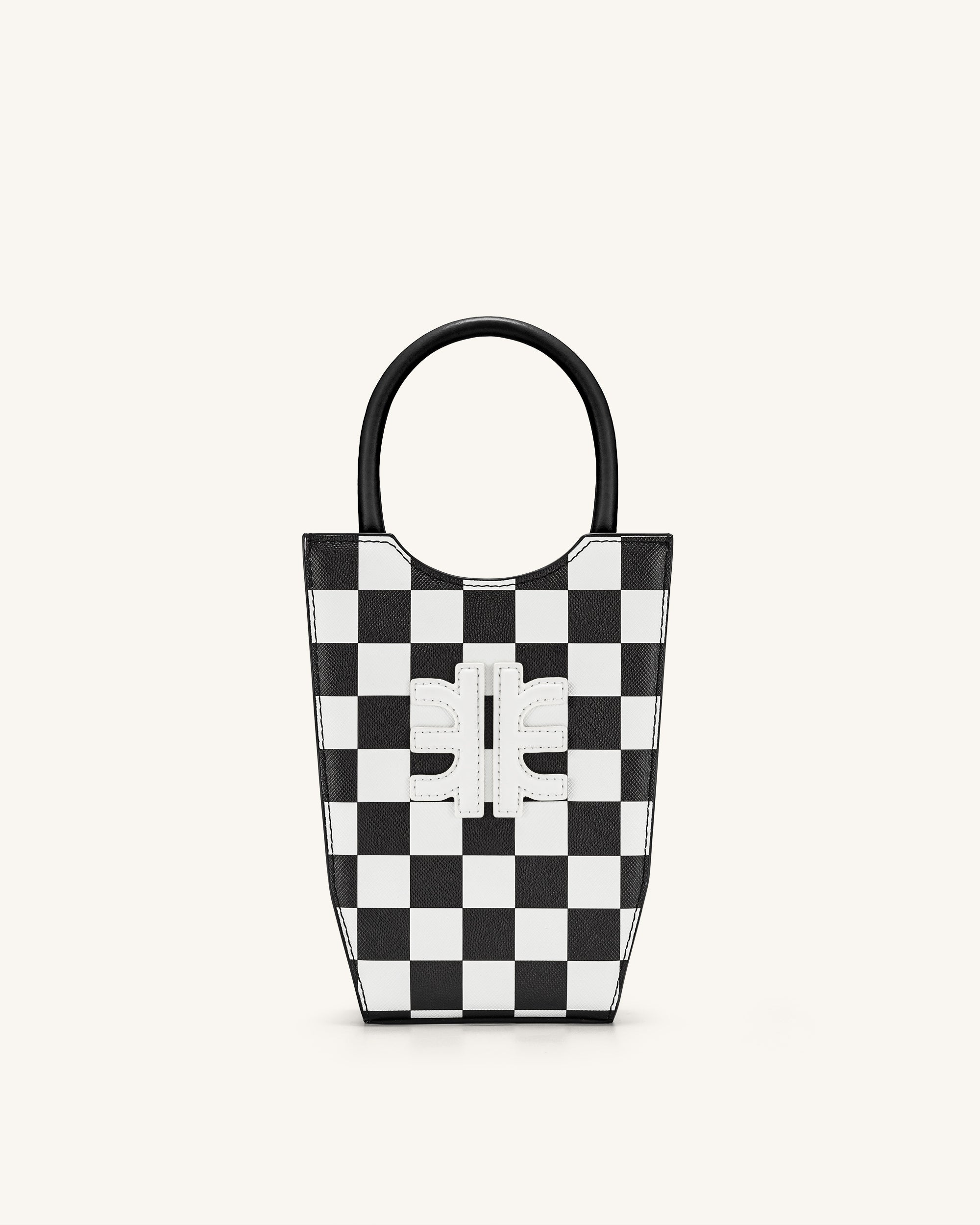 grey checkered bag
