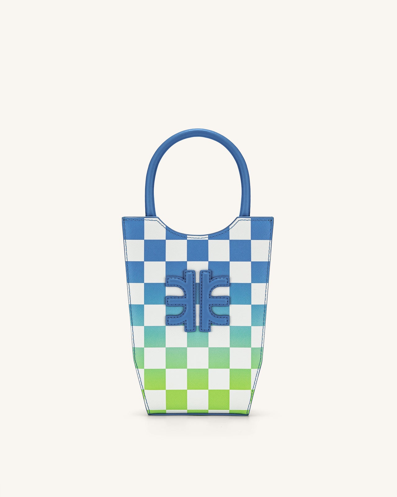 FEI Gradient Checkerboard Phone Bag - Azure Blue & Lime Green