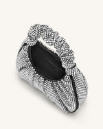 Gabbi Artificial Crystal Medium Ruched Hobo Handbag - Black