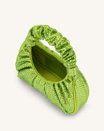 Gabbi Artificial Crystal Medium Ruched Hobo Handbag - Green