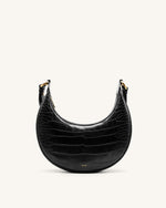 Carly Saddle Bag - Black Croc