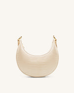 Carly Saddle Bag - Ivory Croc