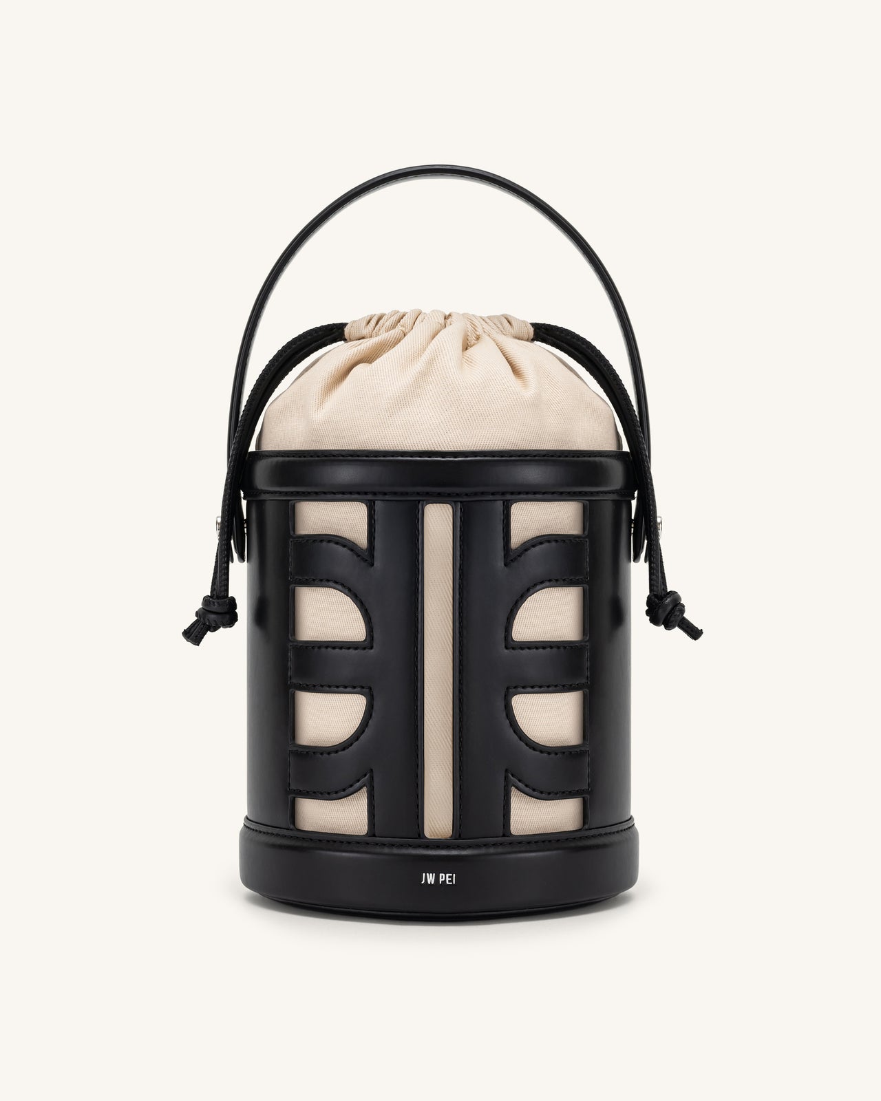 FEI Leather Cutout Bucket Bag - Black