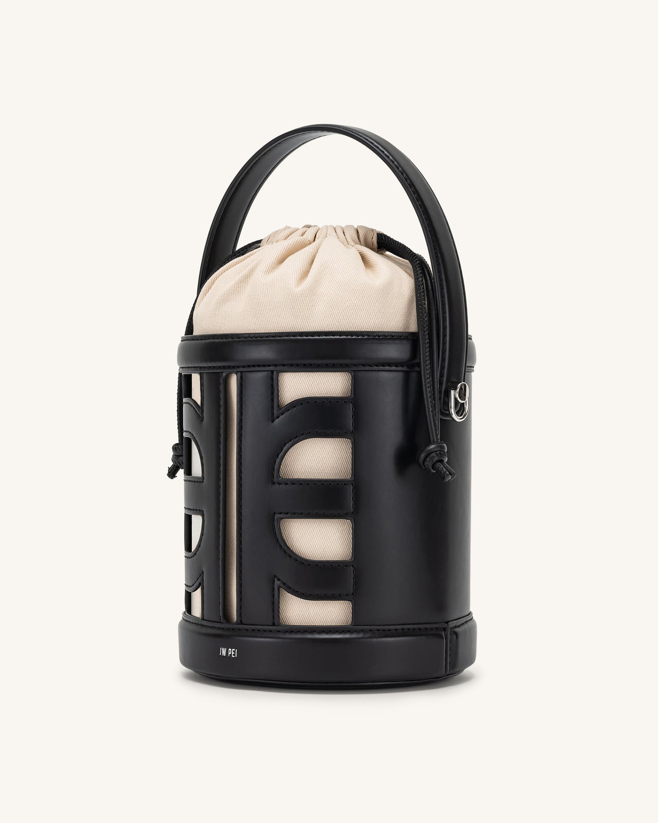 FEI Leather Cutout Bucket Bag - Black