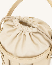 FEI Leather Cutout Bucket Bag - Beige