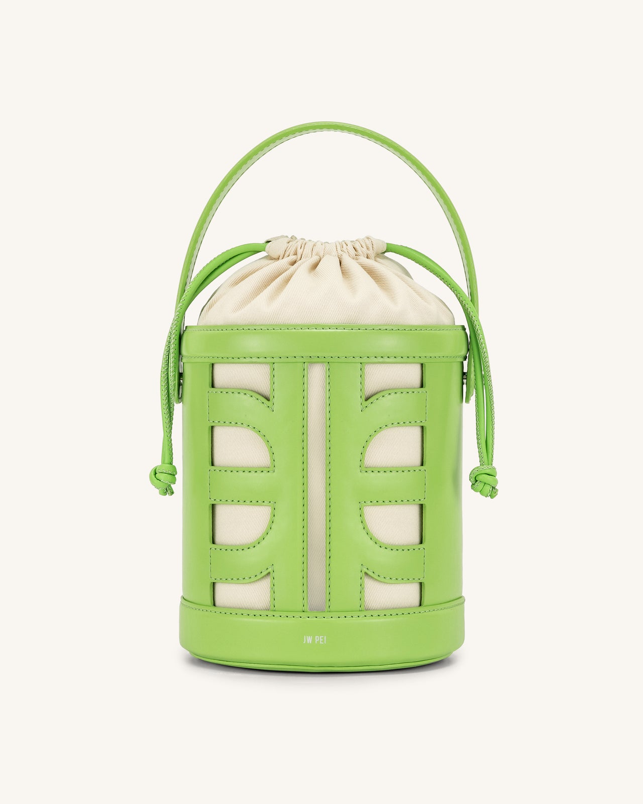 FEI Leather Cutout Bucket Bag -  Lime Green