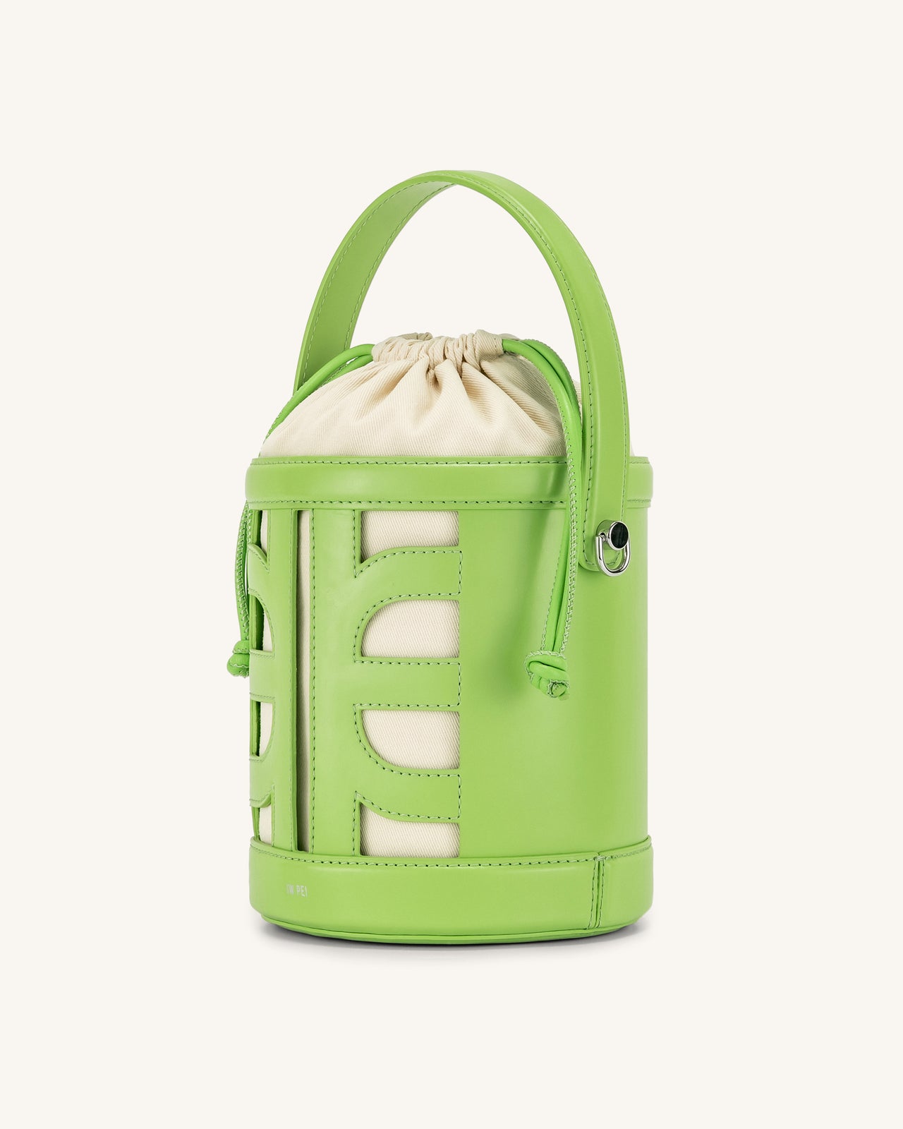 FEI Leather Cutout Bucket Bag -  Lime Green