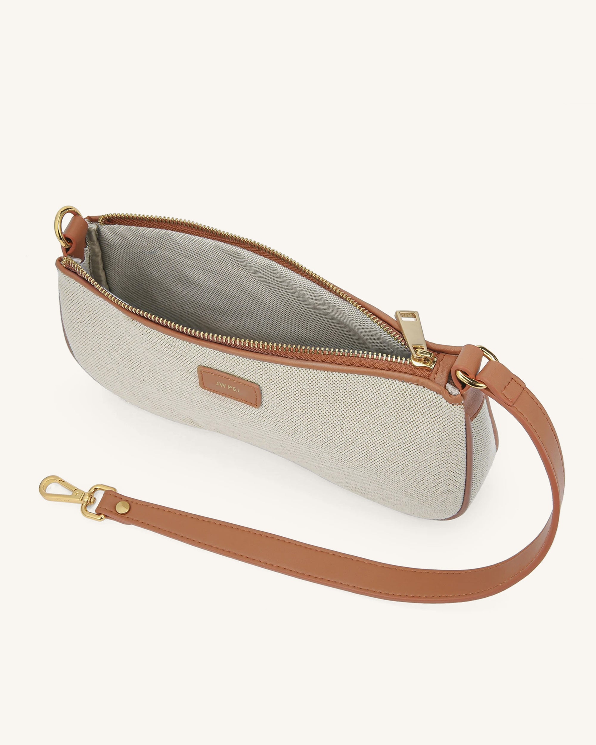 Fashion Shoulder Bag - Beige Canvas - JW PEI