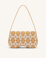 Becci Knitted Shoulder Bag - Orange & Ivory & Brown