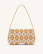 Becci Knitted Shoulder Bag - Orange & Ivory & Brown