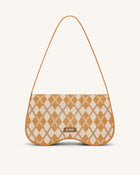 Becci Knitted Shoulder Bag - Orange & Ivory & Brown