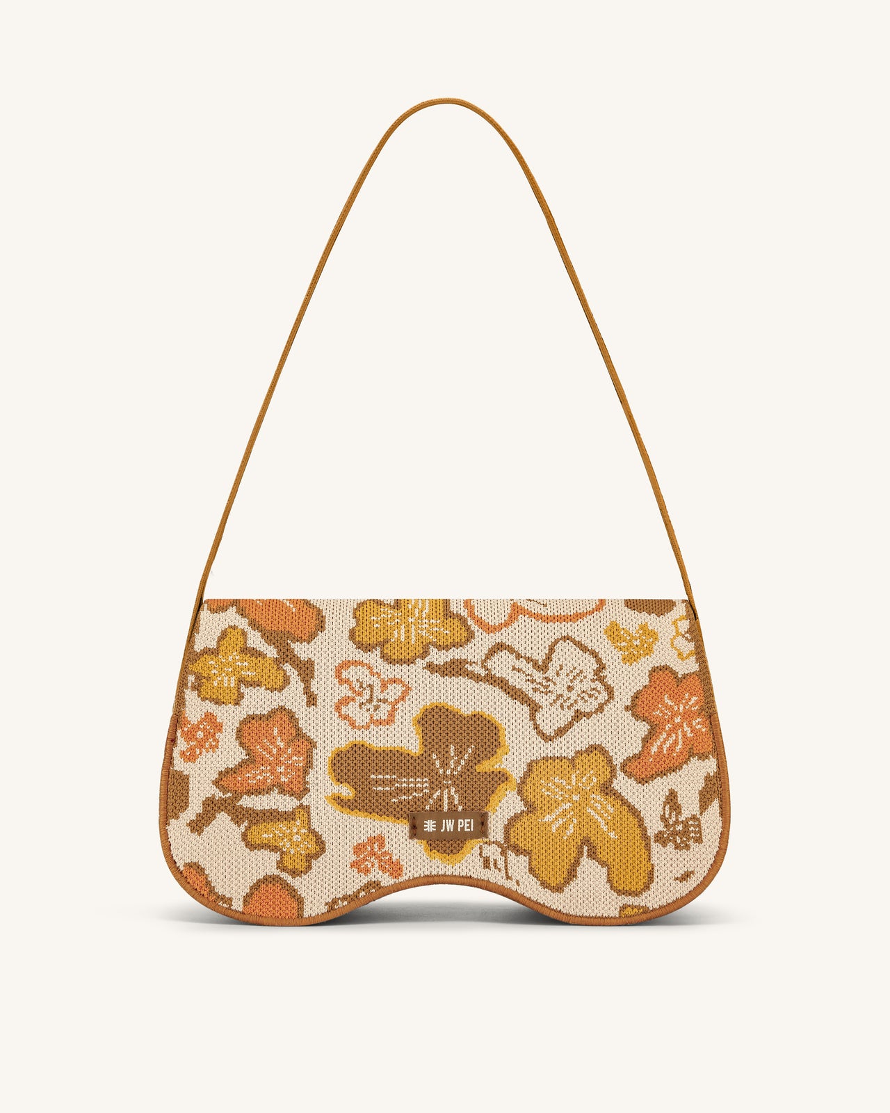 Becci Knitted Shoulder Bag - Flower Collection - Brown & Orange & Beige