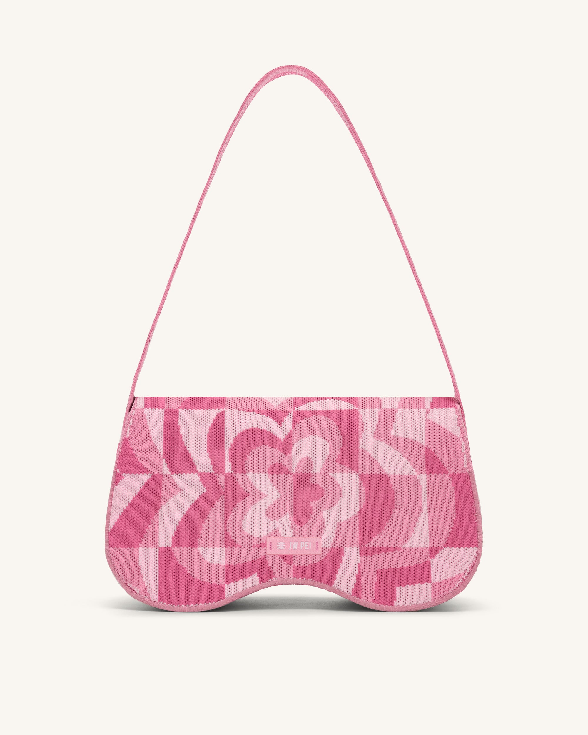 Becci Knitted Shoulder Bag - Pale Pink & Pink & Hot Pink - JW PEI