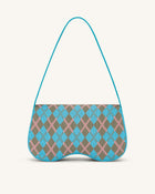 Becci Knitted Shoulder Bag - Lake Blue & Gray Green & Pink