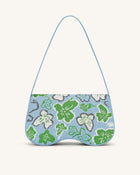 Becci Knitted Shoulder Bag - Flower Collection - Ice & Green & White & Gray