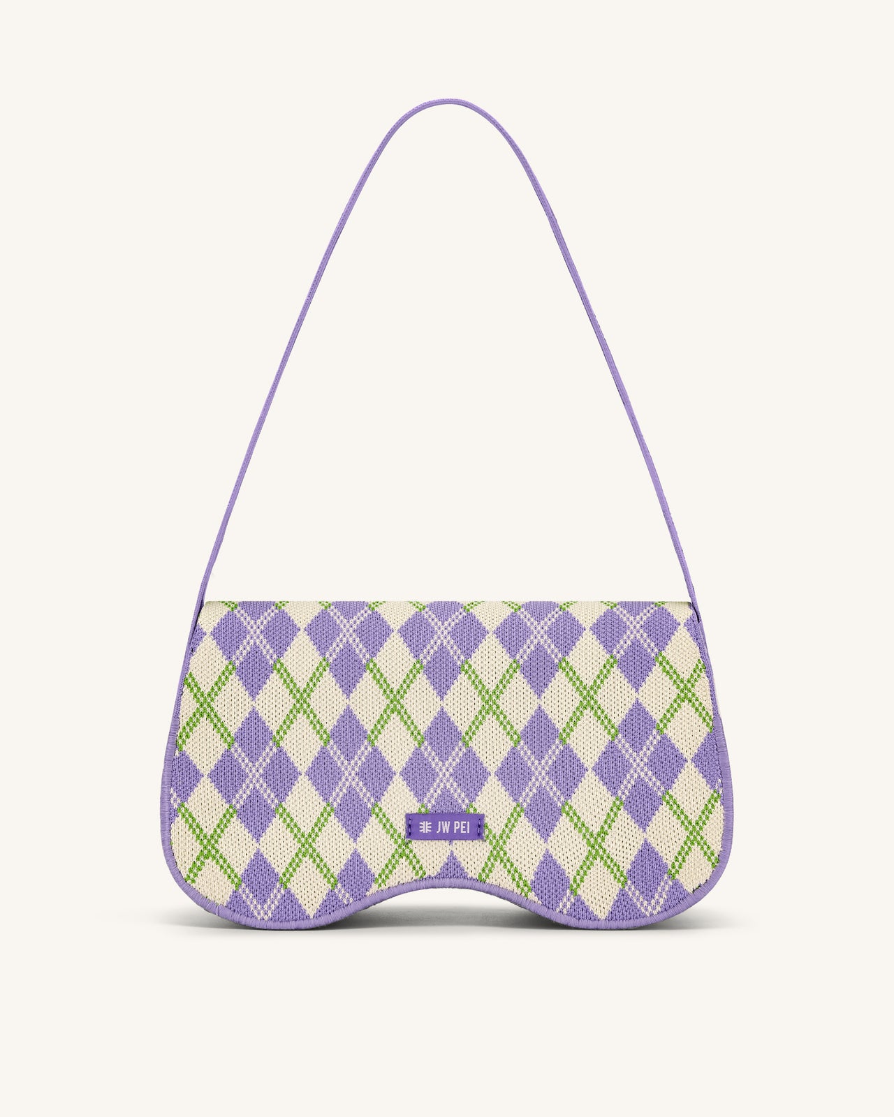 Becci Knitted Shoulder Bag - Purple & Ivory & Lime