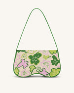 Becci Knitted Shoulder Bag - Flower Collection - Lime & Green & Pink & lvory