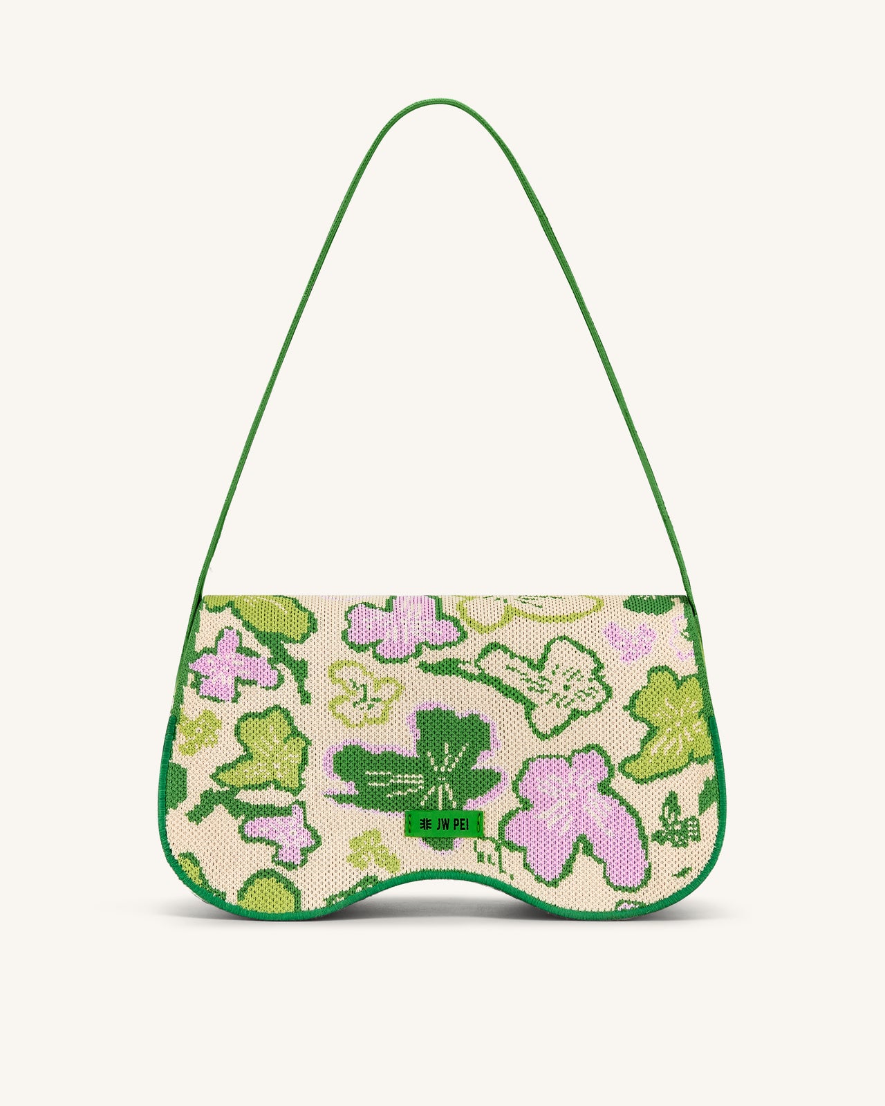 Becci Knitted Shoulder Bag - Flower Collection - Lime & Green & Pink & lvory