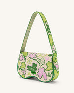 Becci Knitted Shoulder Bag - Flower Collection - Lime & Green & Pink & lvory