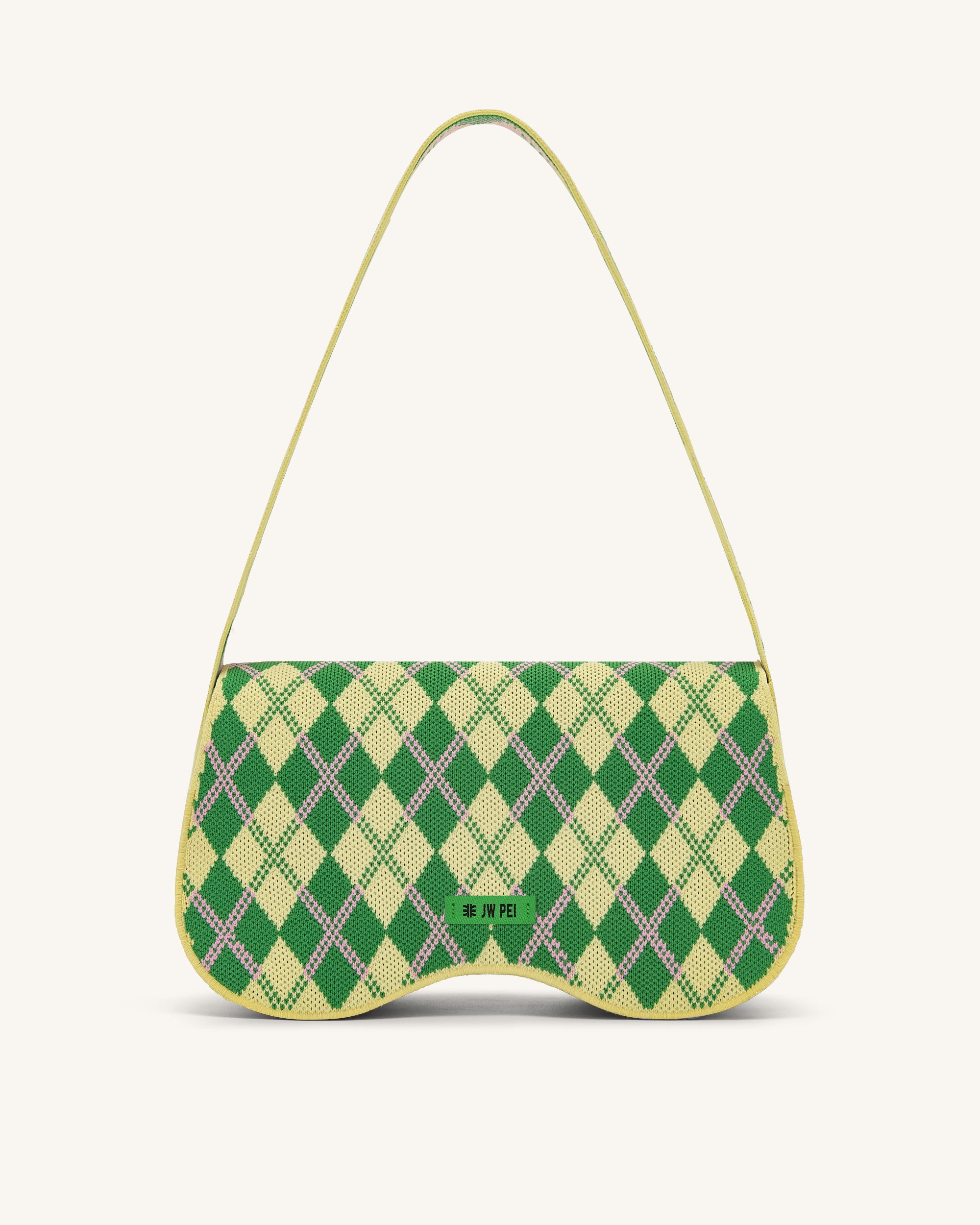 Becci Knitted Shoulder Bag -  Light Yellow & Green & Pink
