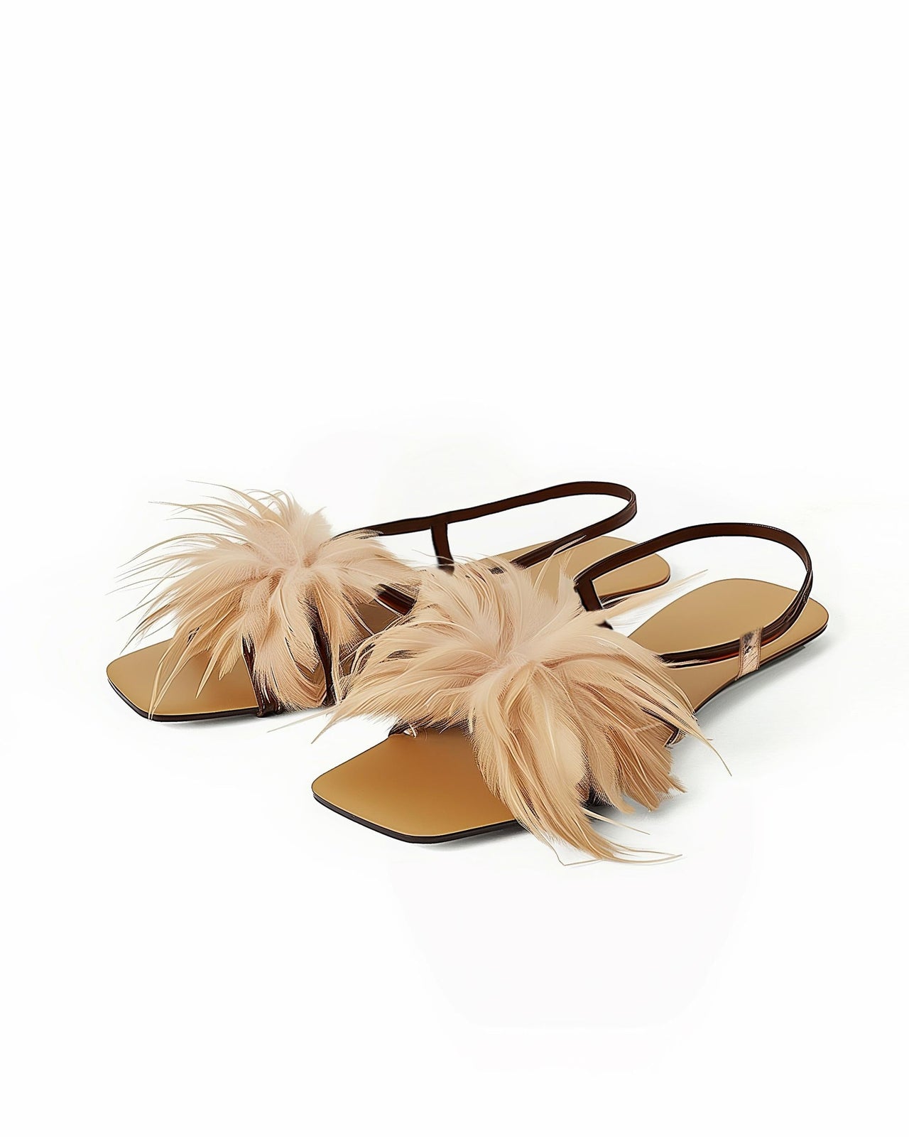 Fluffy Flats Sandals-Brown