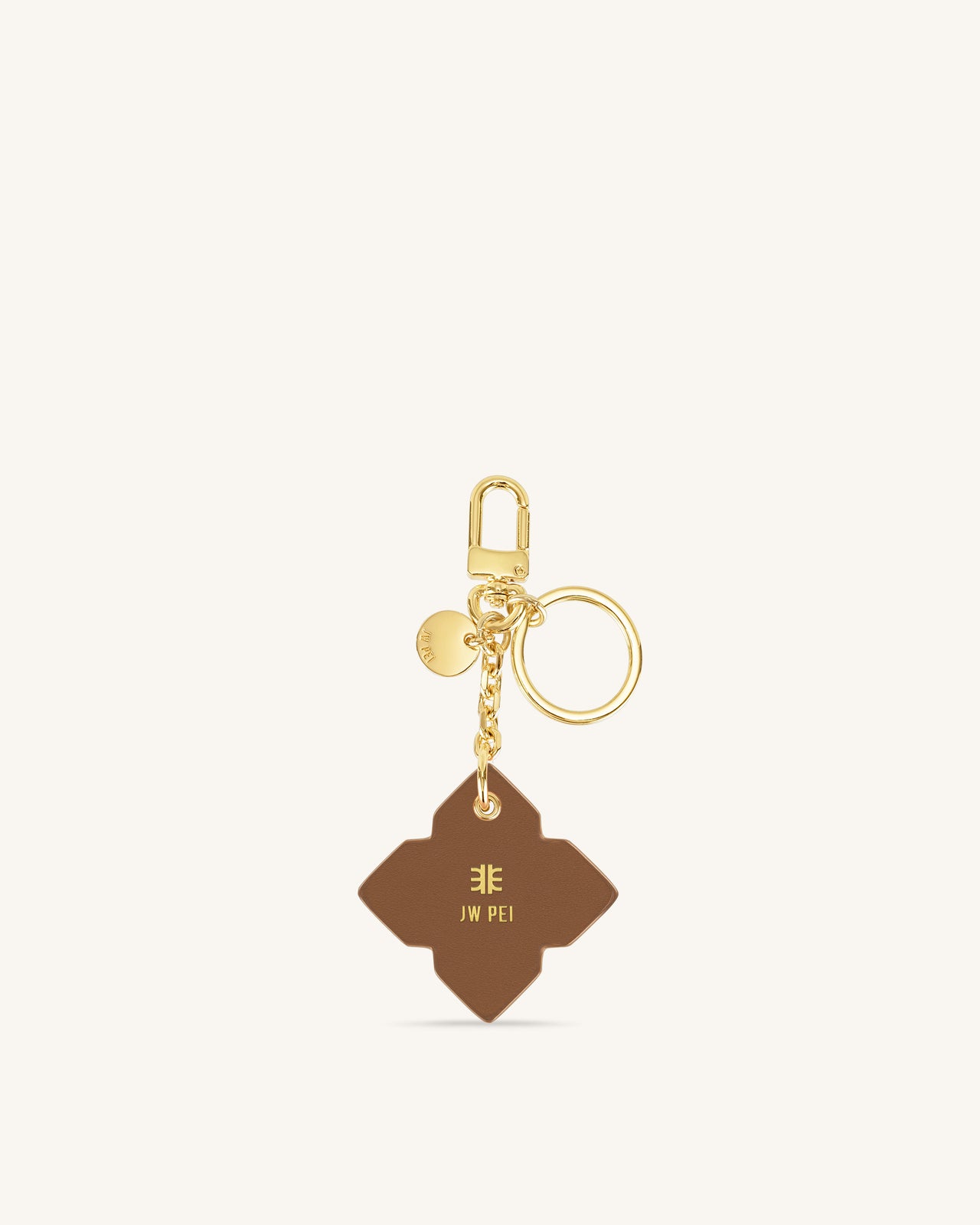 Rhombus Bag Charm And Key Holder - Brown