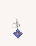 Rhombus Bag Charm And Key Holder - Purple & Classic Blue