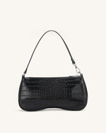 Eva Shoulder Handbag - Black Croc